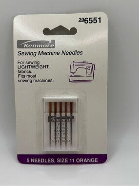 Kenmore Sewing Machine Needles - Orange, Size 11 (5 Needles) Orange Needles
